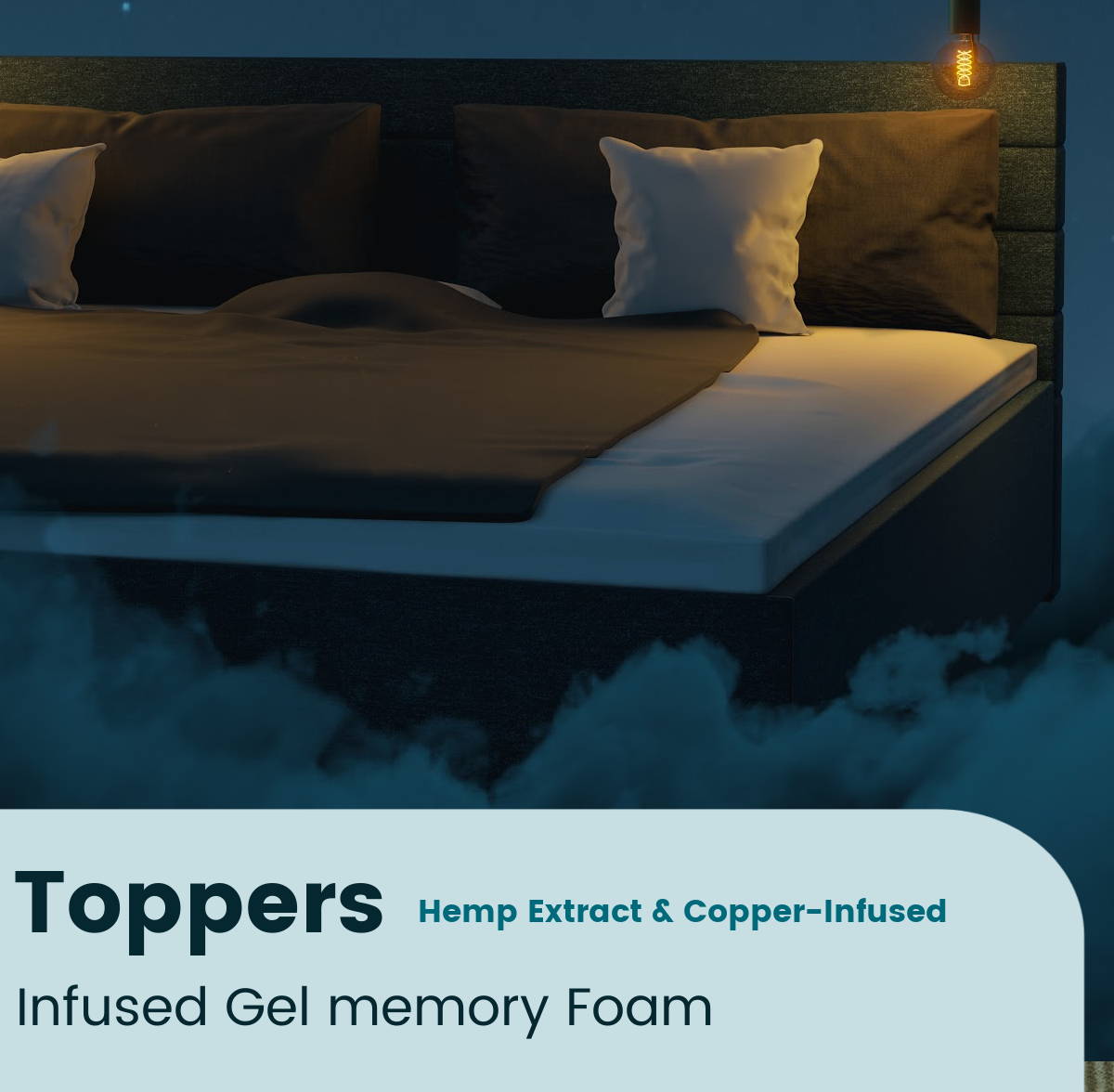 Infused mattress toppers with calming CBD and cooling copper