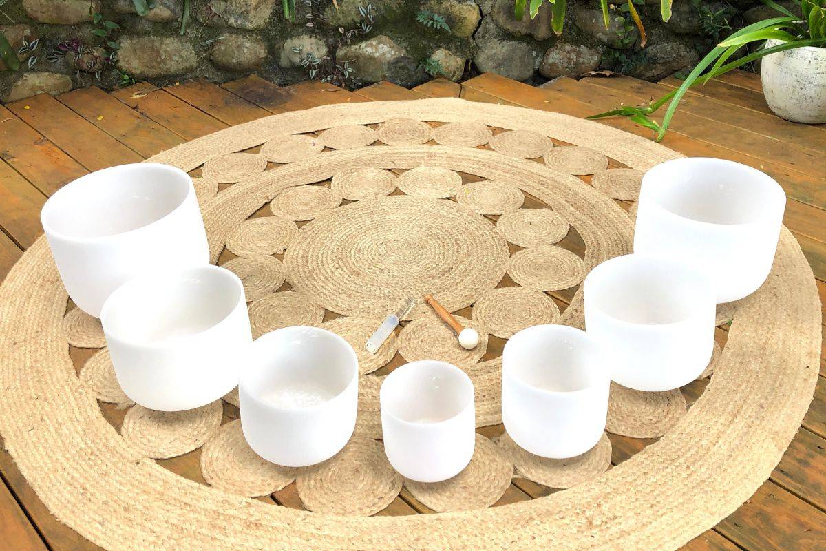 white crystal sound bowls