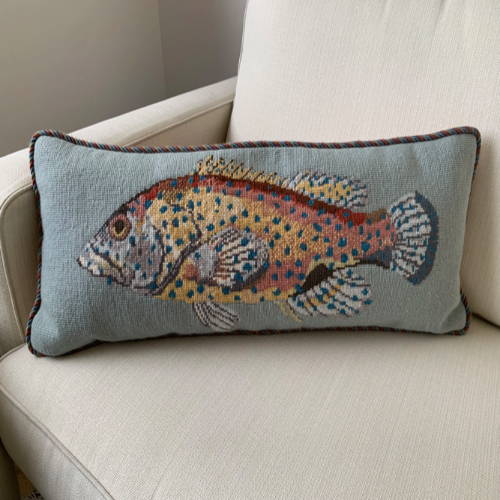 Fish Needlepoint Pillow