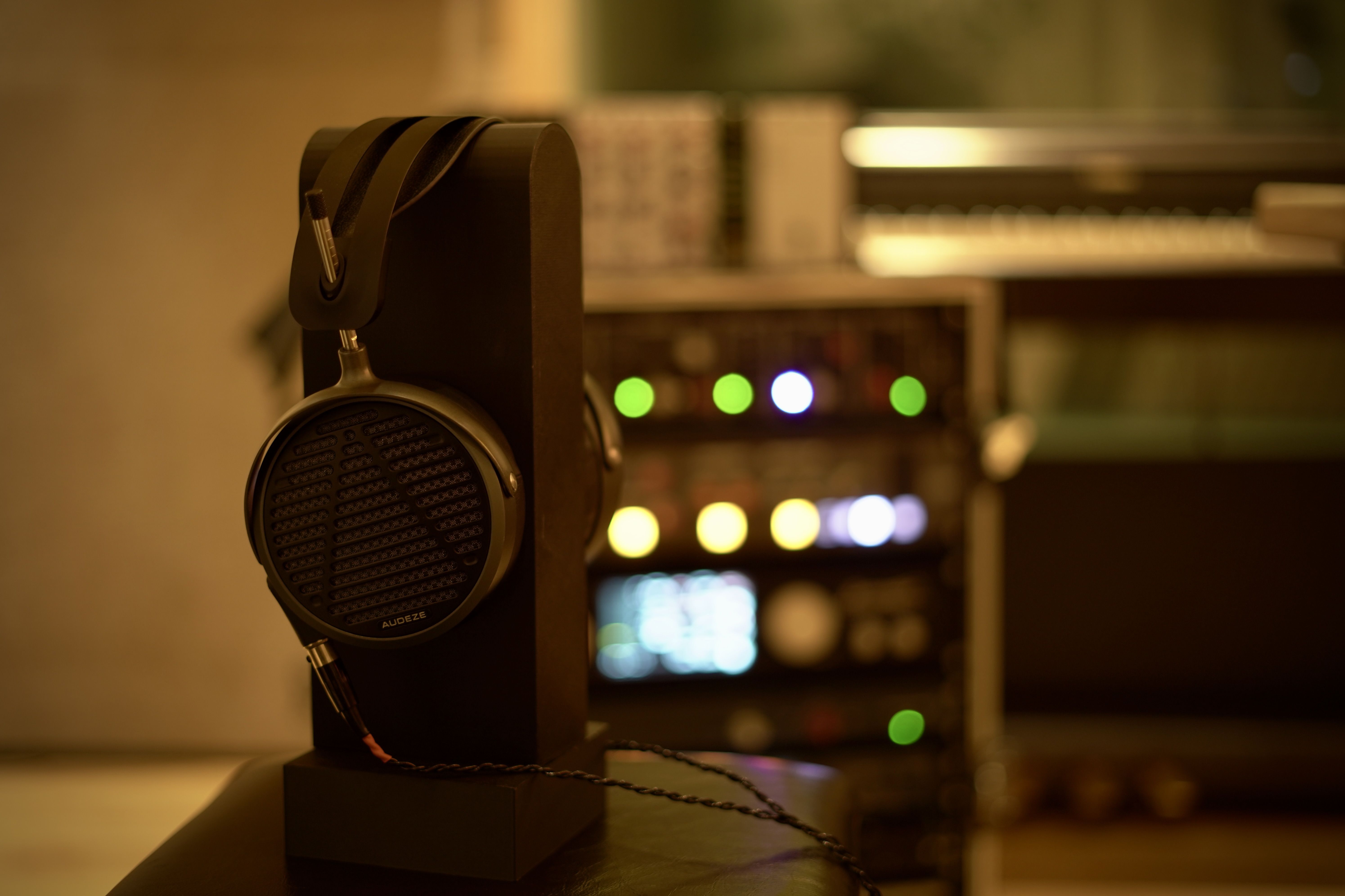 Audeze MM-500 on headphone stand in the studio