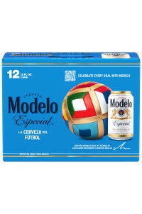 Modelo Especial beer pack featuring a soccer ball design.