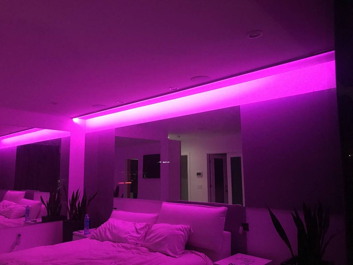 Bedroom recessed lighting using LED strip lights