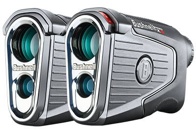 2 Bushnell Pro X3 golf rangefinders, one with slope disabled and one with slope enabled