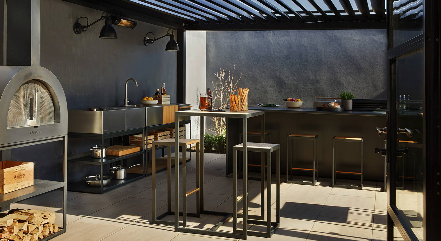 industrial style outdoor kitchen