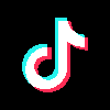 TikTok logo with a musical note on a black background.