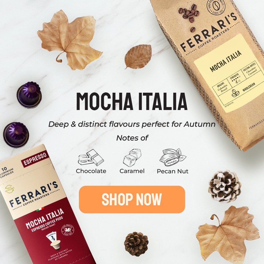 Mocha Italia Coffee Beans and Pods - Deep and Distinct flavours perfect for Autumn