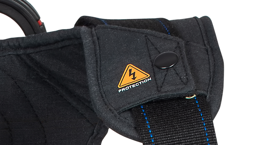 Kevlar&reg; webbing contributes heat-resistant strength to a harness whose complete construction is designed for arc exposure.