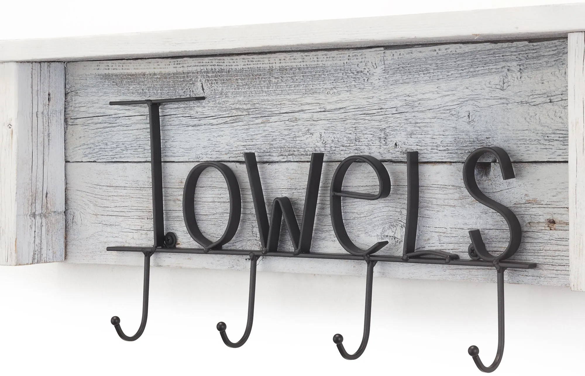 towel script of the wall shelf with 4 hooks
