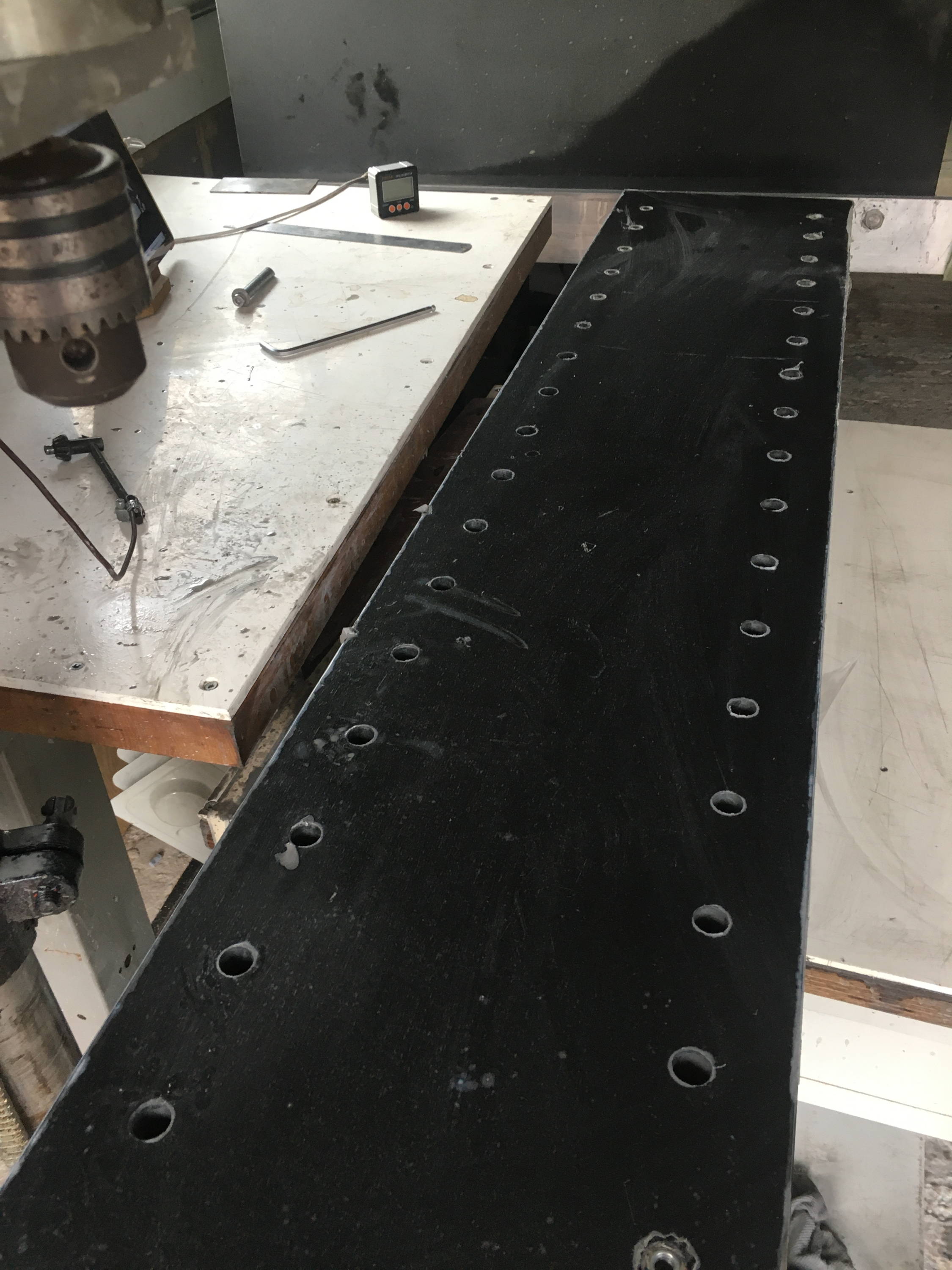 Granite X Gantry for CNC Machine with all the holes drilled for the linear rails.