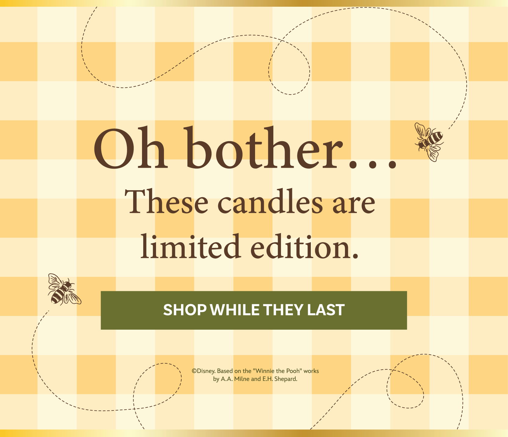 Text promoting limited edition candles with a call to action.