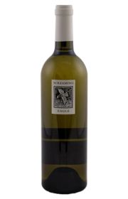 Bottle of white wine with a label featuring an eagle.