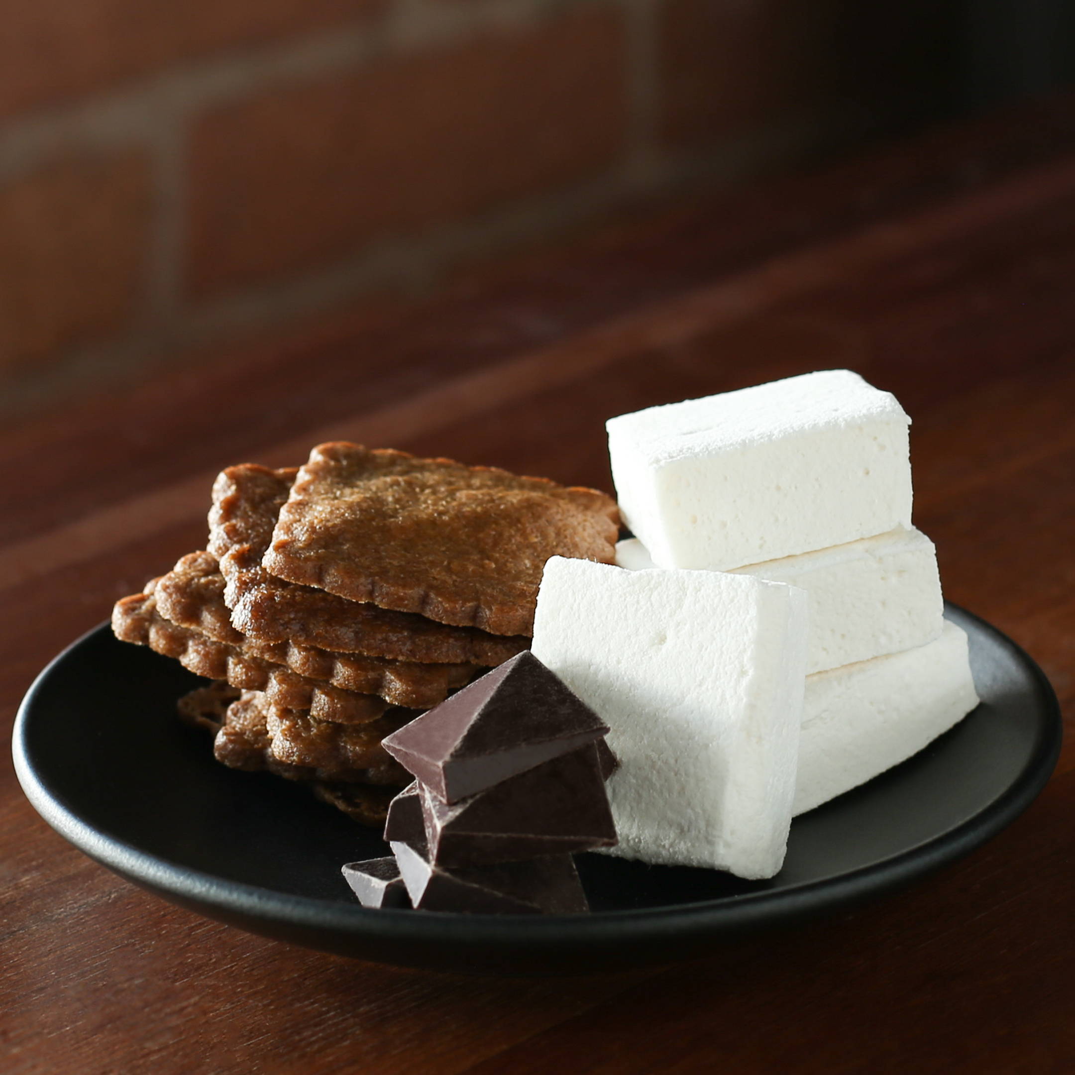 S'mores ingredients on plate