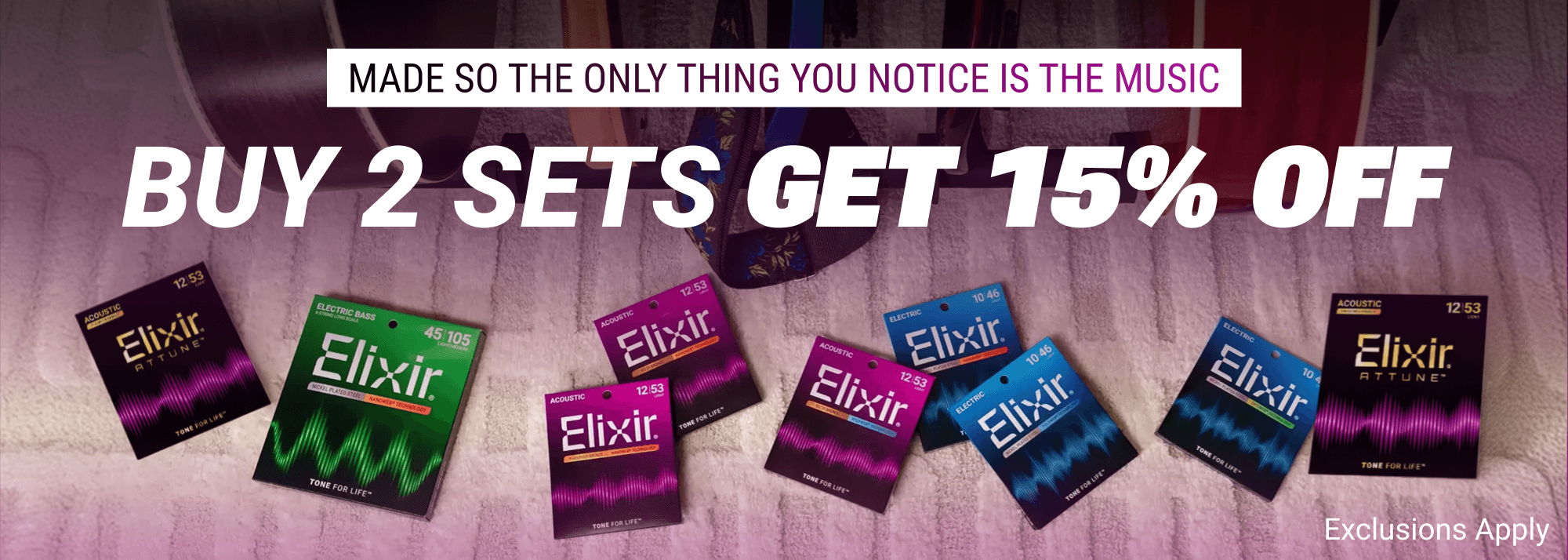 Promotional banner for buying sets with discount offer.