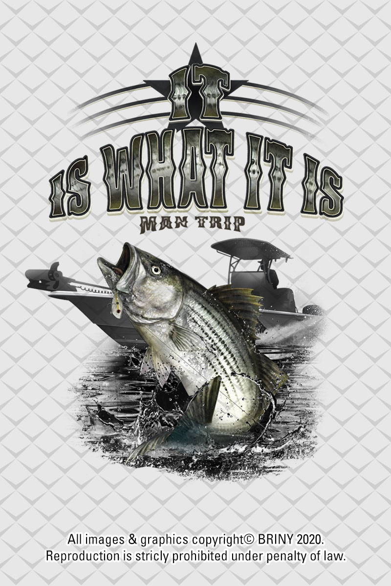 Briny-Striper Bass and lettering Graphic for custom fishing shirts