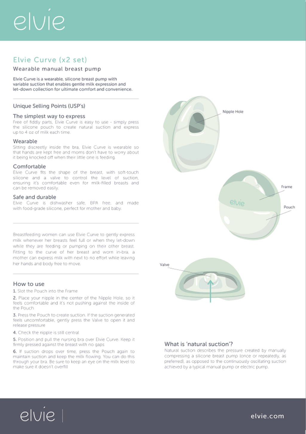 Elvie Curve  Manual In-Bra Breast Pump