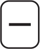 Line drawing of a button with a minus sign on it.