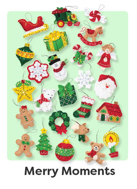 Merry Moments. Image: Bucilla Christmas Minis Felt & Sequin Kit.