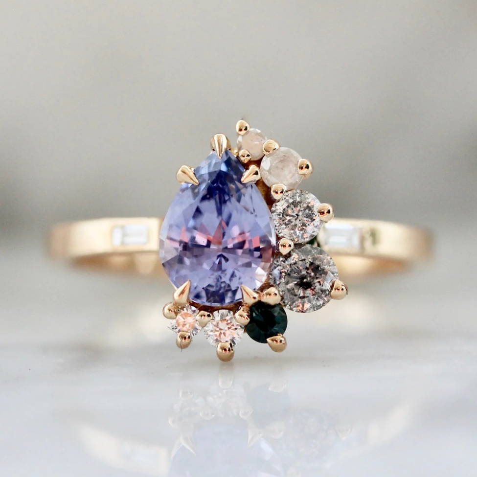 Purple Sapphire Cluster Ring