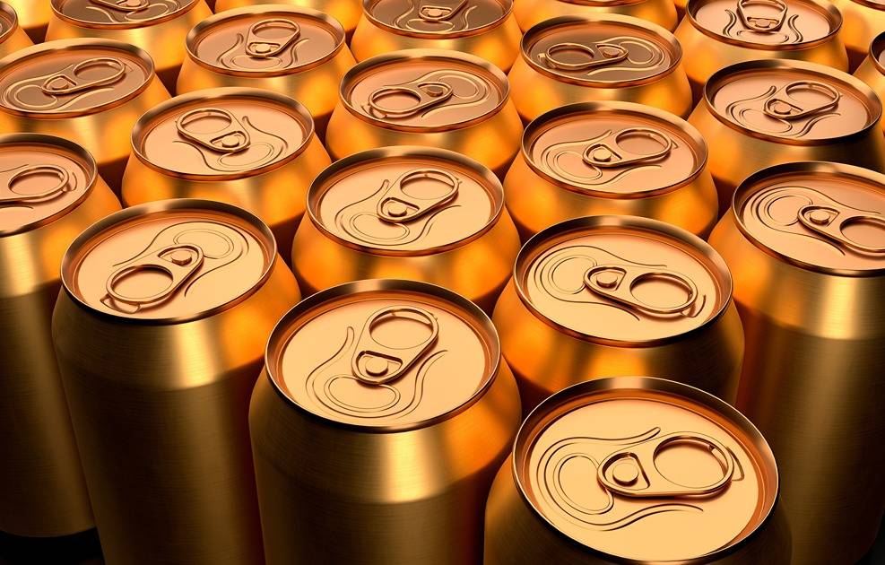 Gold aluminum beverage cans