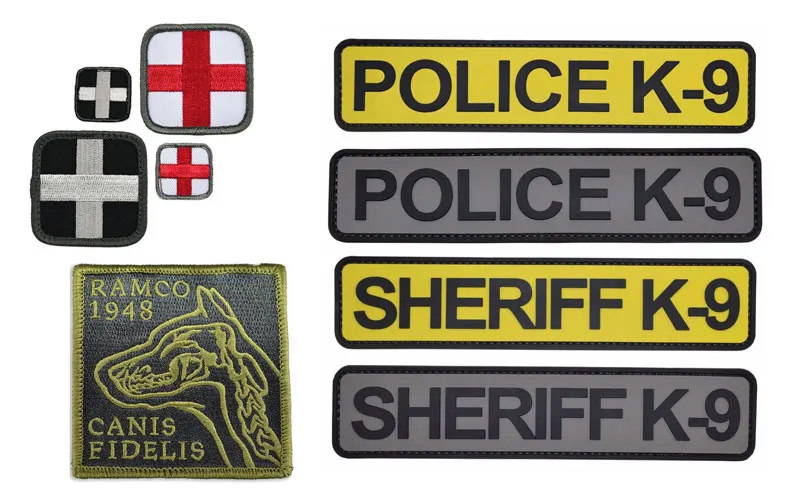 Several of our dog harness patches