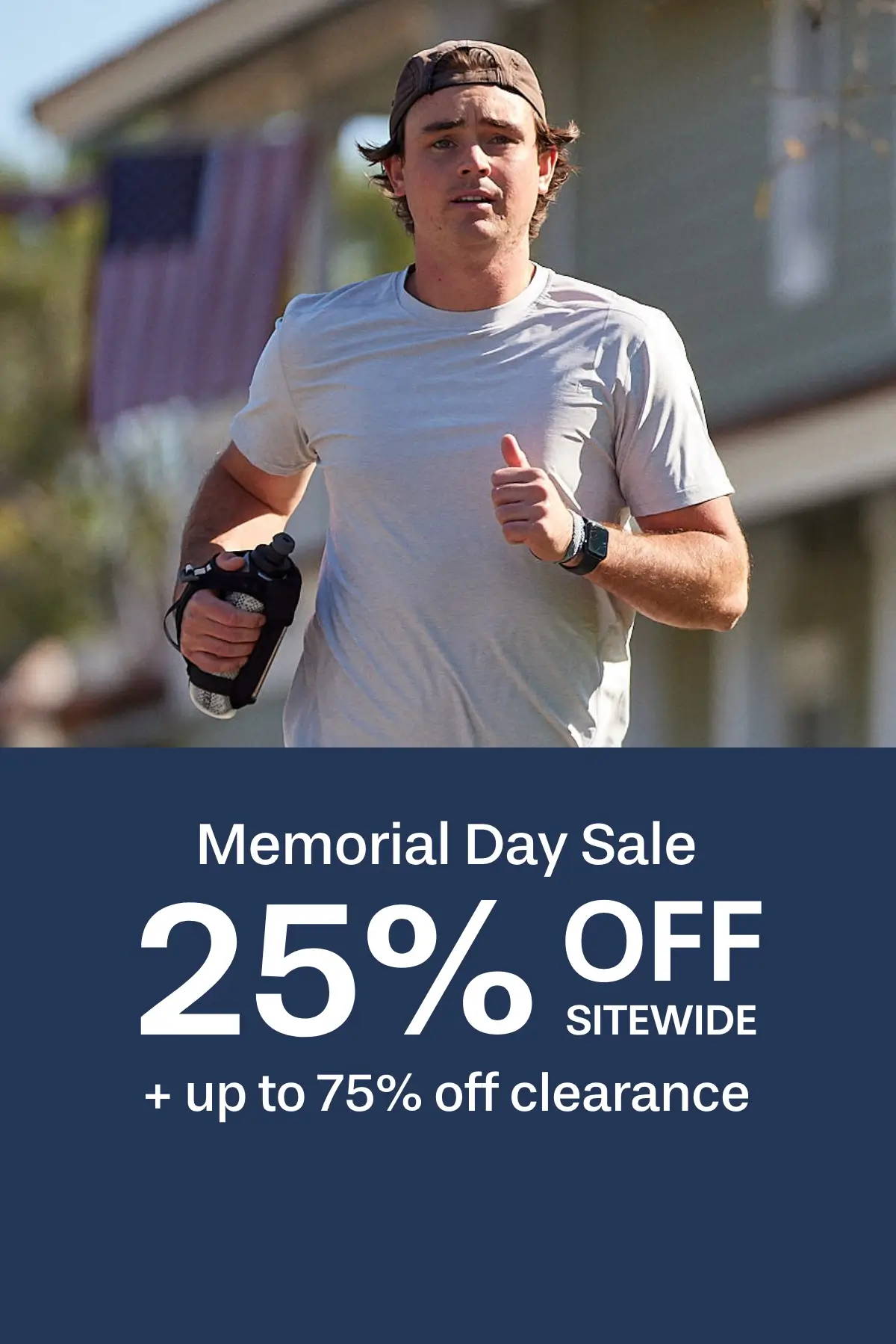 male runner with handheld water bottle on top, Memorial Day Sale 25% OFF Sitewide + up to 75% off clearance on bottom