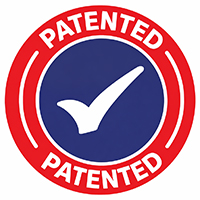 Red and blue circle with a check mark and 