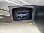 Storage compartment HornBlasters air tank dual compressors pressure gauge open bay door Gary's 2022 Thor RV Challenger 37DS Shocker XL S6 upgrade gallery photo 2