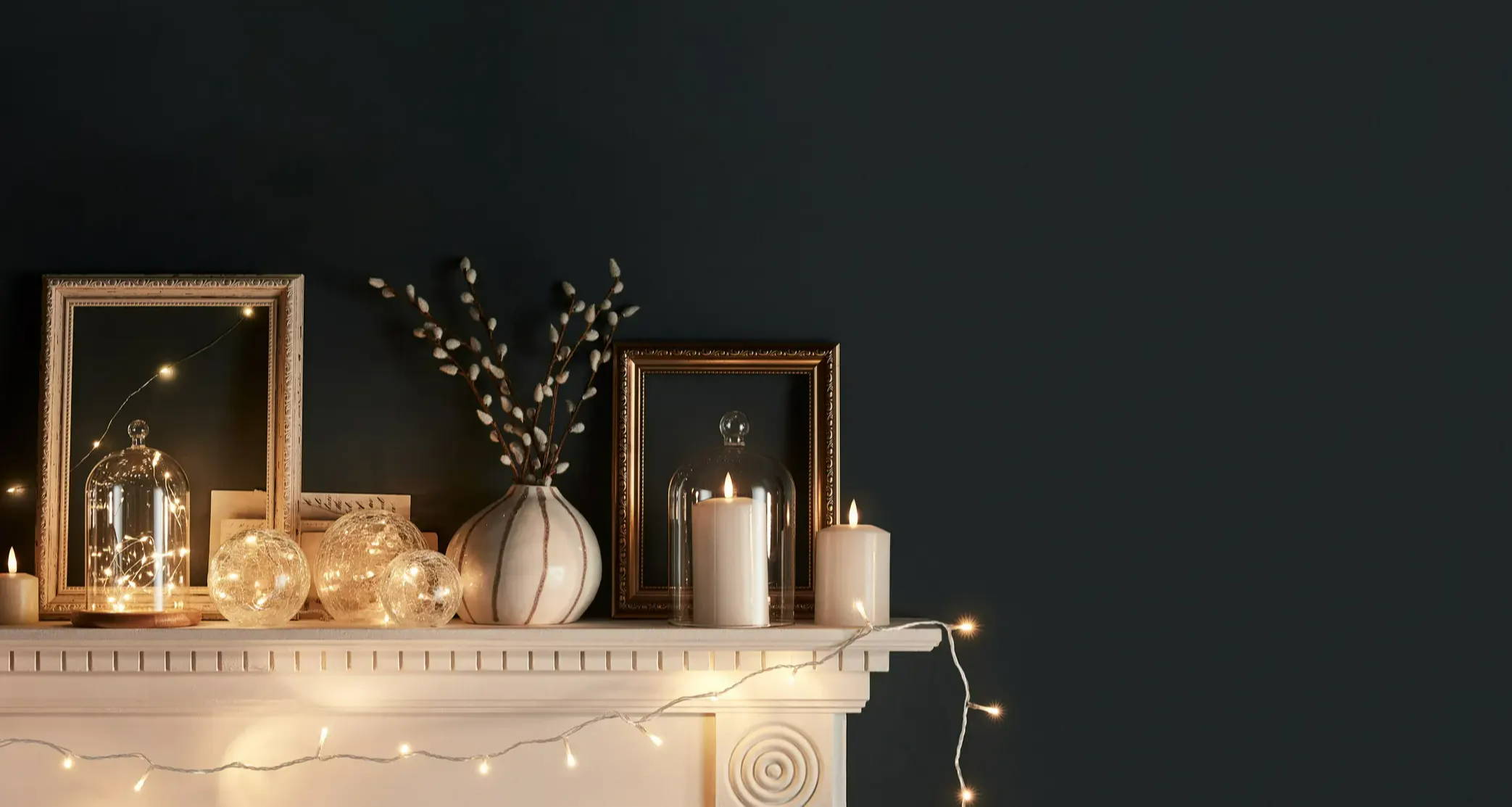 A cosy picture feature fairy lights styled in different ways.