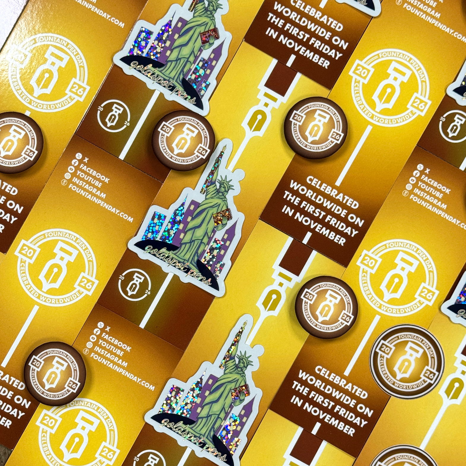 Stickers, Bookmarks, and Pins to Celebrate Fountain Pen Day 2026