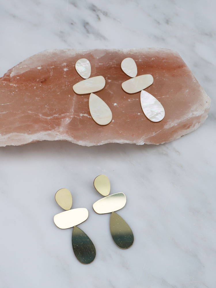 Ana Earrings in Mother of Pearl and Brass