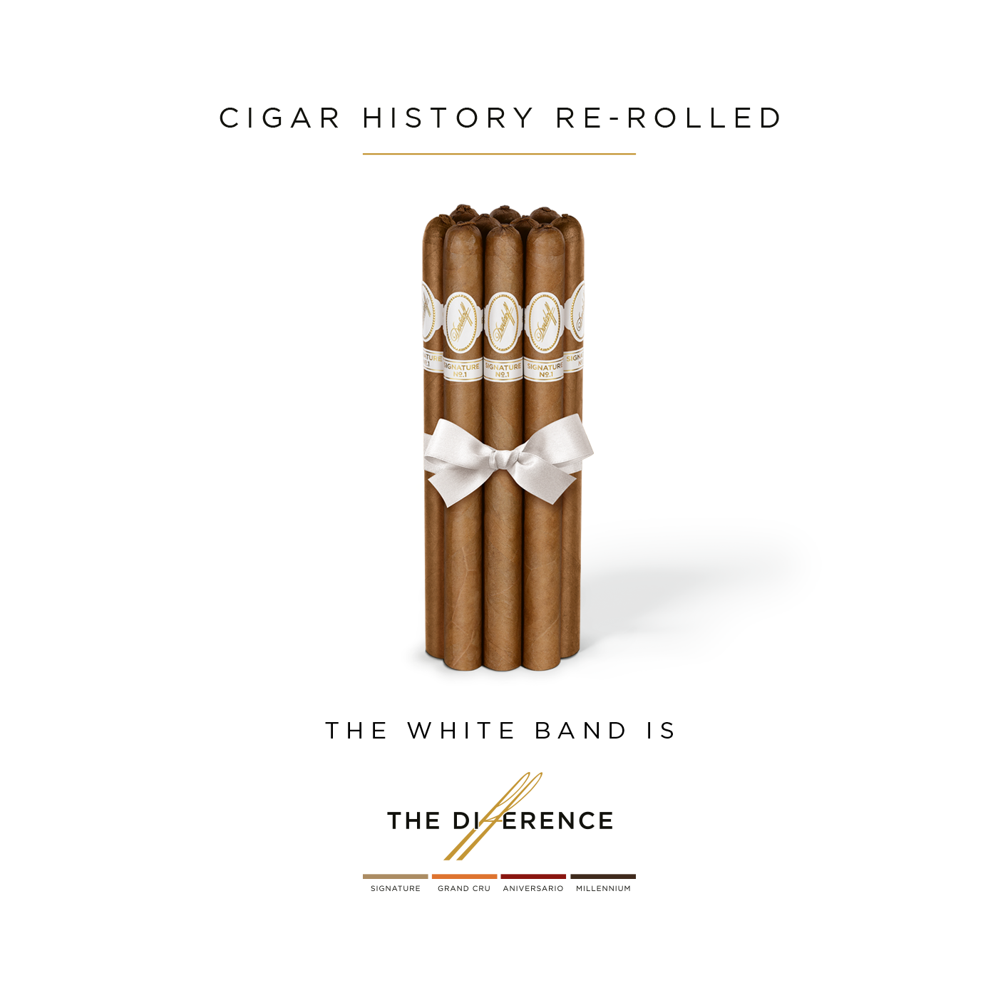 10 Davidoff Signature No. 1 Limited Edition Collection cigars bundled up with a bow, standing there like a rocket ready to take off.