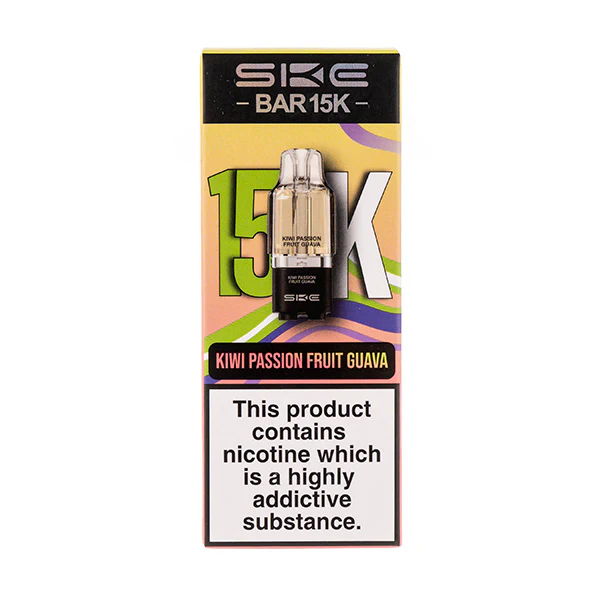 Sike Bar 15K Kiwi Passion Fruit Guava vape product with warning label.