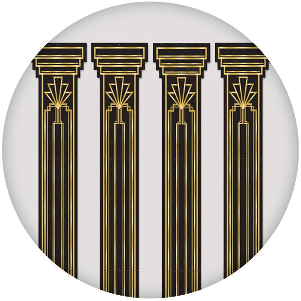 Image of four black with gold detail column wall stickers. Shop all wall decor.