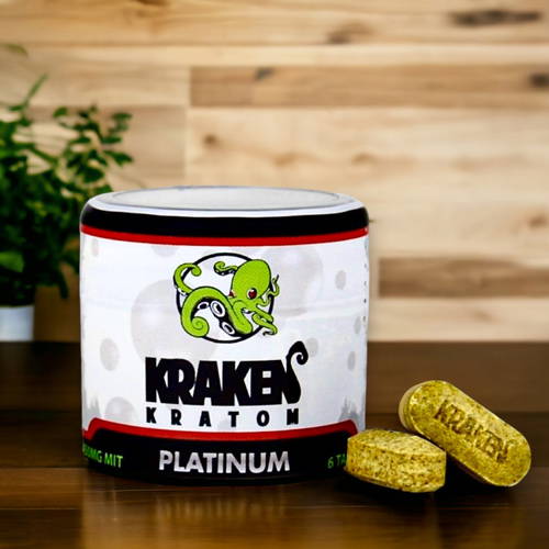 Kraken Kratom Chewable Tablets Platinum Jar 6ct 450mg