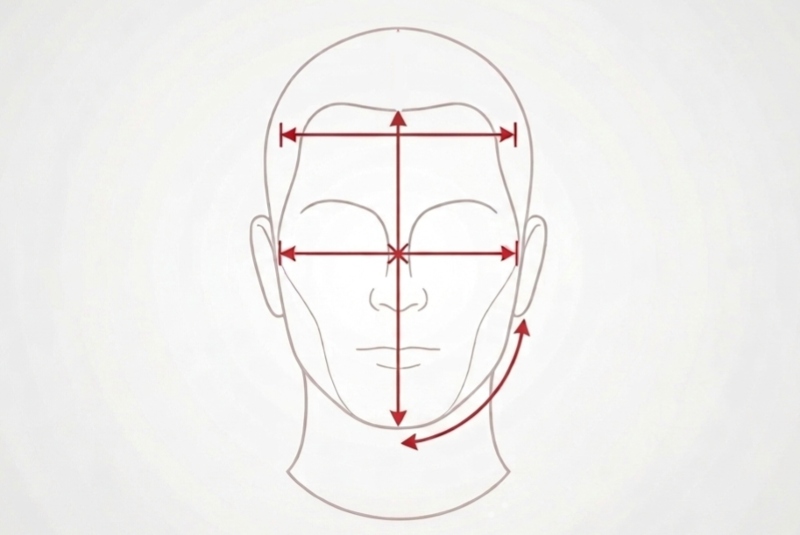 face sketch showing face shape measurement areas