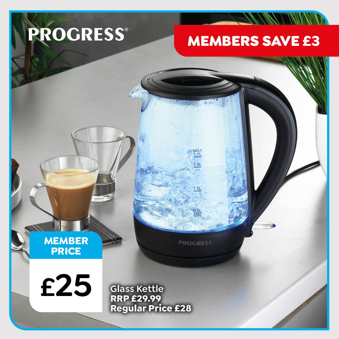 Progress glass kettle - member price