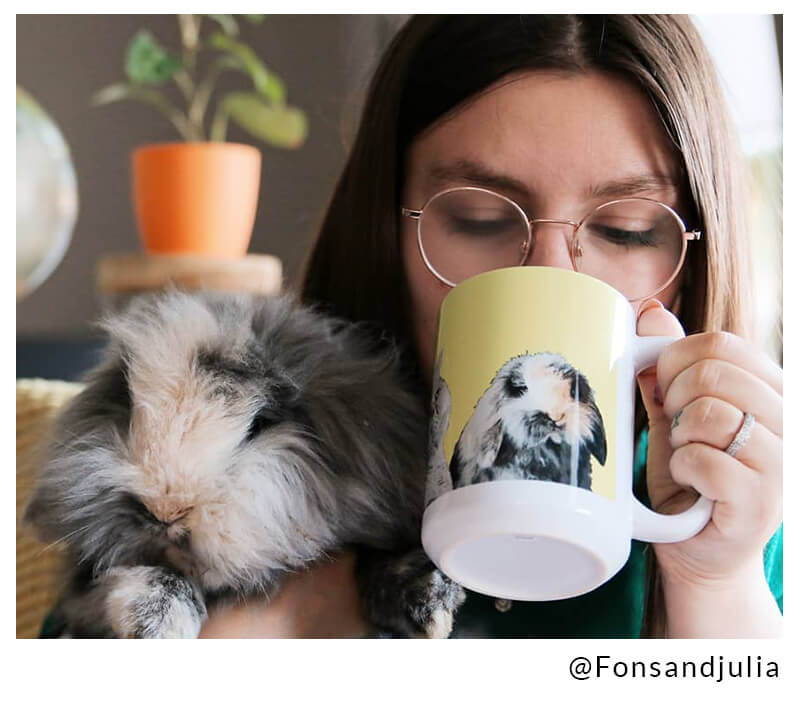 rabbit on a coffee mug