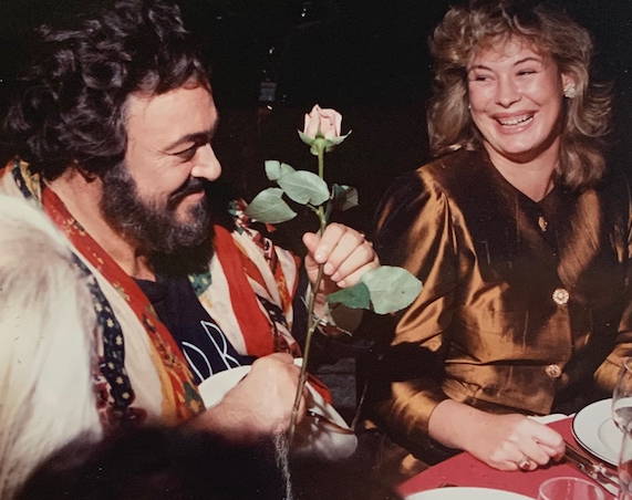 Ala Isham and Luciano Pavarotti at the Met Gala 