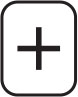 Line drawing of a button with a plus sign on it.