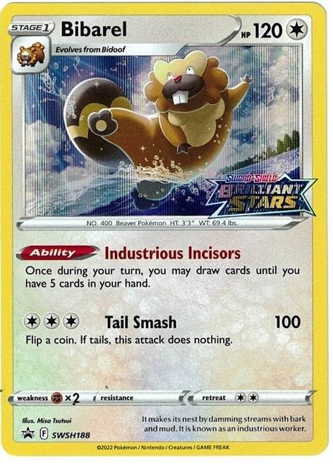 Bibarel Pokémon card from Brilliant Stars set