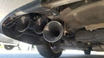Rear undercarriage three black train horn trumpets behind bumper Michael's 2012 Mazda 6 Conductor's Special 244K Spare Tire Delete train horn kit gallery photo 4