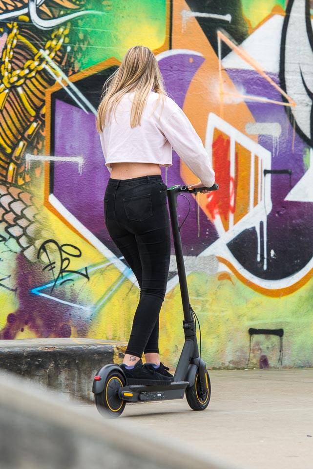 Ninebot Max G30 Electric scooter riding side rear right three quarter