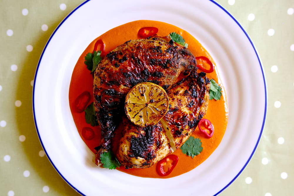 Grilled chicken with mojo rojo