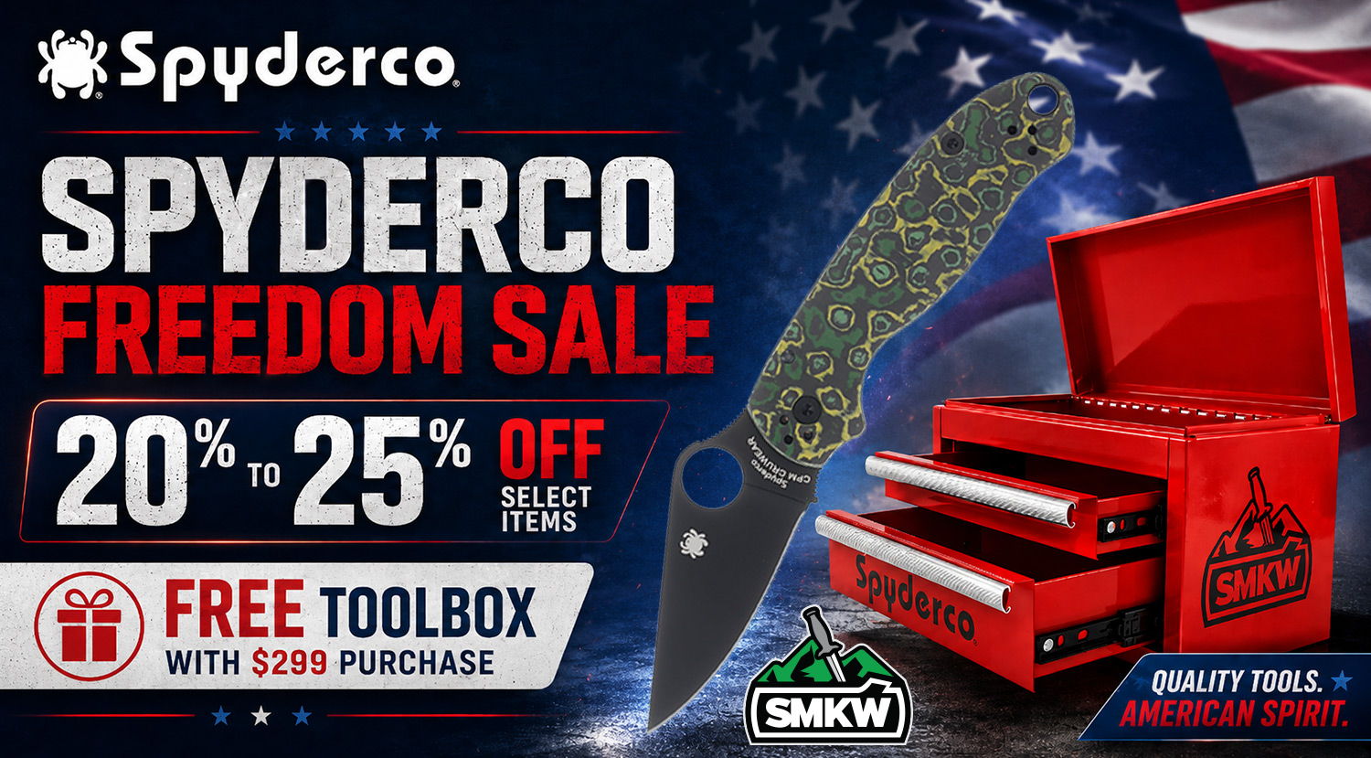 Spyderco Freedom Sale - 20%- 25% off select Spyderco plus a free toolbox on Spyderco purchases of $299 or more