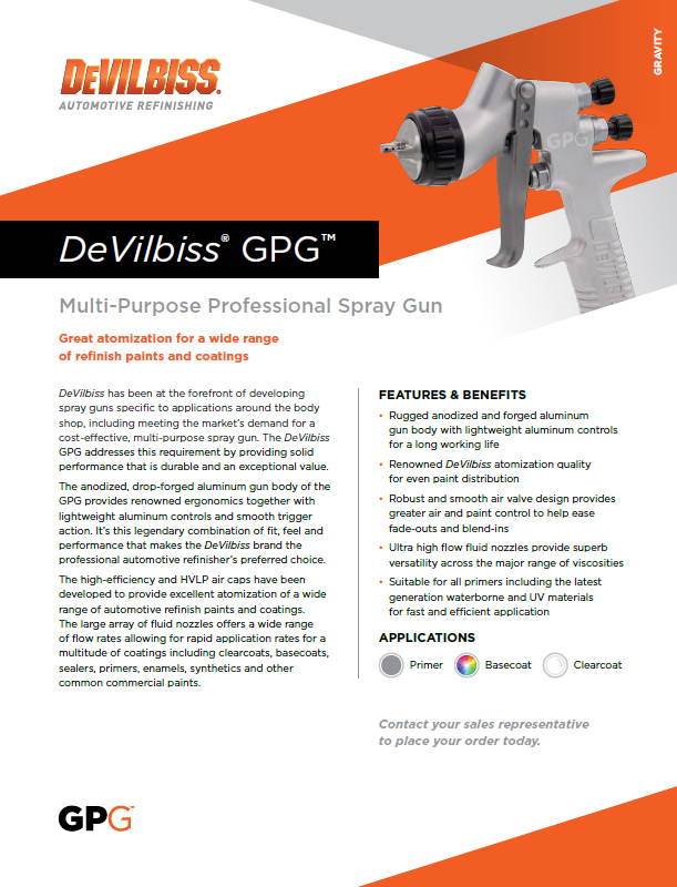 Brochure for Devilbiss GPG Gravity Feed Spray Gun