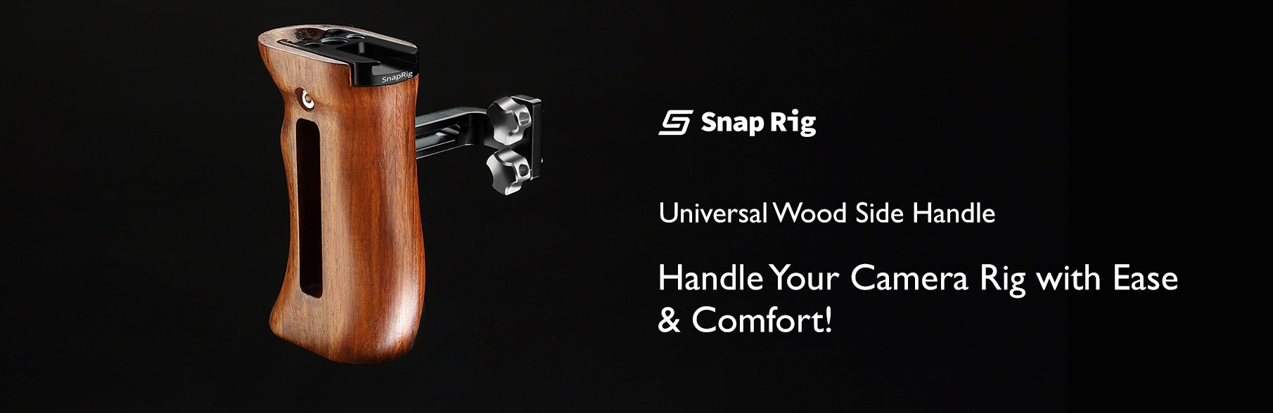 Proaim SnapRig Universal Wood Side Handle (1/4”-20 Mount) for Camera Cage Rigs. WSH255