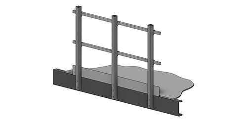 2-Rail mezzanine handrail with kick plate.