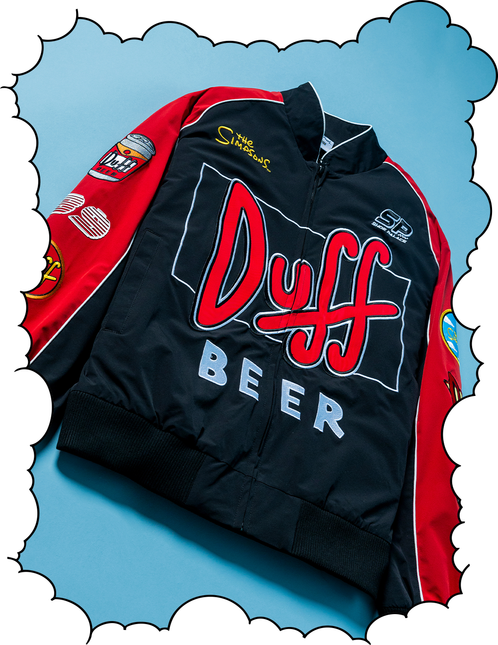 A red and black jacket featuring 