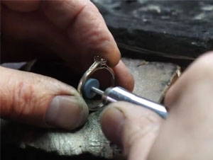 A ring being cleaned