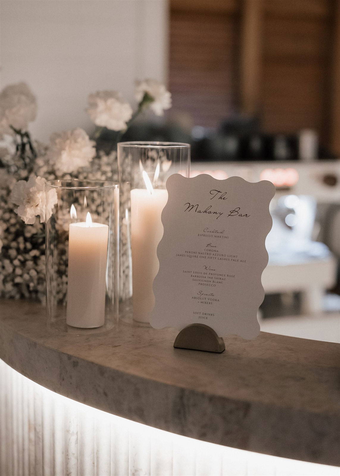 candles on bar table